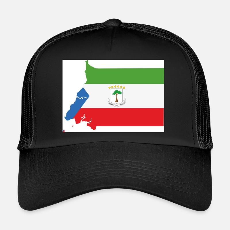 Flagge Äquatorialguinea, Map - Trucker Cap - Schwarz/Schwarz