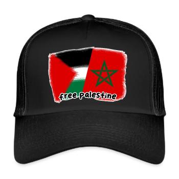 Free Palestine Morocco - Trucker Cap - black/black - Front