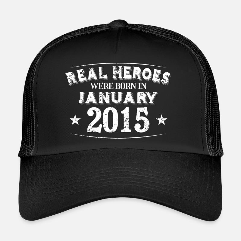 Real Heroes were born in Januar 2015 Geburtstag - Trucker Cap - Schwarz/Schwarz