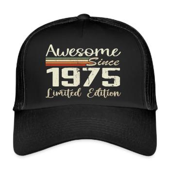 Geburtstag 49 Jahre Jahrgang 1975 Geschenk 1975 - Trucker Cap - Schwarz/Schwarz - Vorne