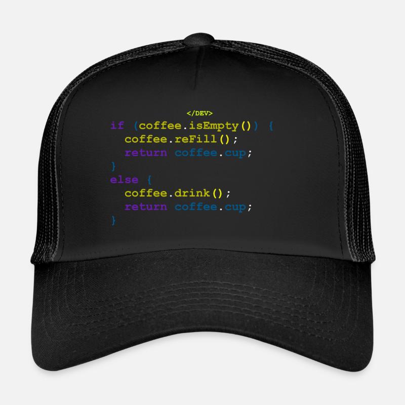 Fonction café pour les programmeurs et les développeurs Casquette trucker 
