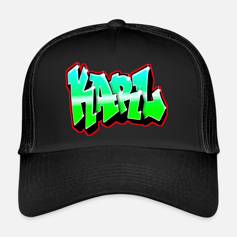 KARL GREEN AND RED GRAFFITI made by Max le Tagueur Trucker Cap