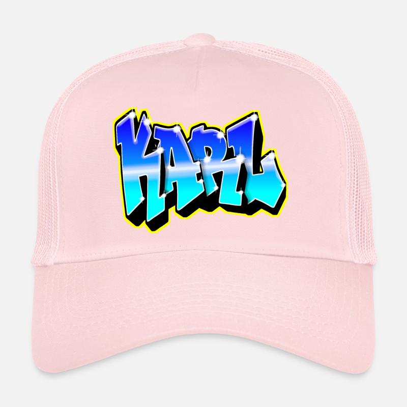 Graffiti KARL Bleu et jaune Casquette trucker 