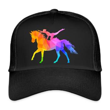 Voltigieren Akrobatik Reitsport Reiten Pferd bunt - Trucker Cap - Schwarz/Schwarz - Vorne