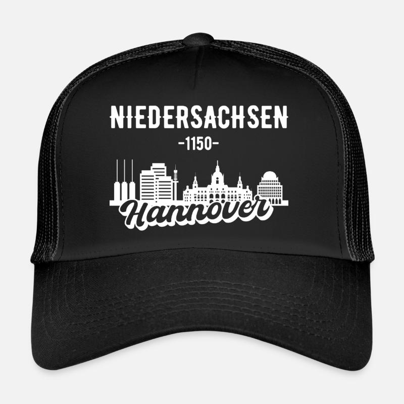 Hannover Skyline Geschenkidee - Trucker Cap - Schwarz/Schwarz