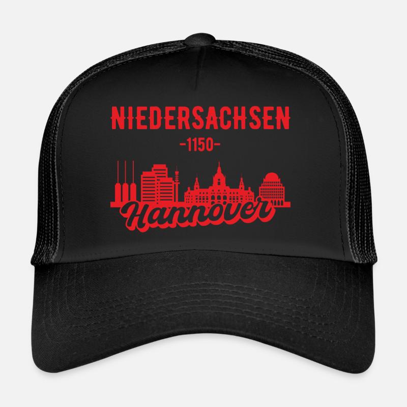 Hannover Skyline Geschenk - Trucker Cap - Schwarz/Schwarz