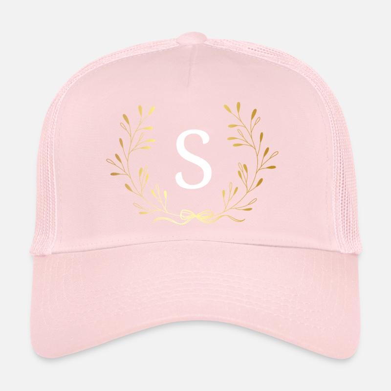 Buchstaben s Gold Blumenkrone Trucker Cap
