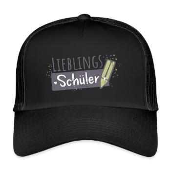 Lieblingsschüler Schule Lehrer Sprüche Geschenk - Trucker Cap - Schwarz/Schwarz - Vorne