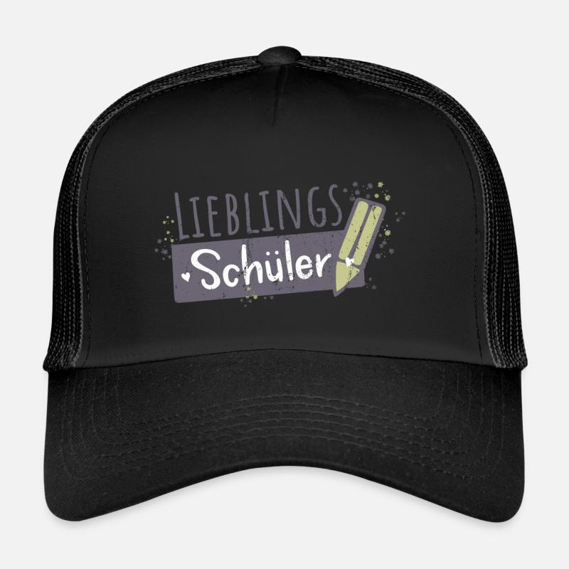Lieblingsschüler Schule Lehrer Sprüche Geschenk - Trucker Cap - Schwarz/Schwarz