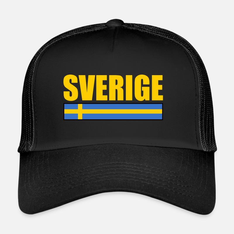 sverige - Trucker Cap - Schwarz/Schwarz