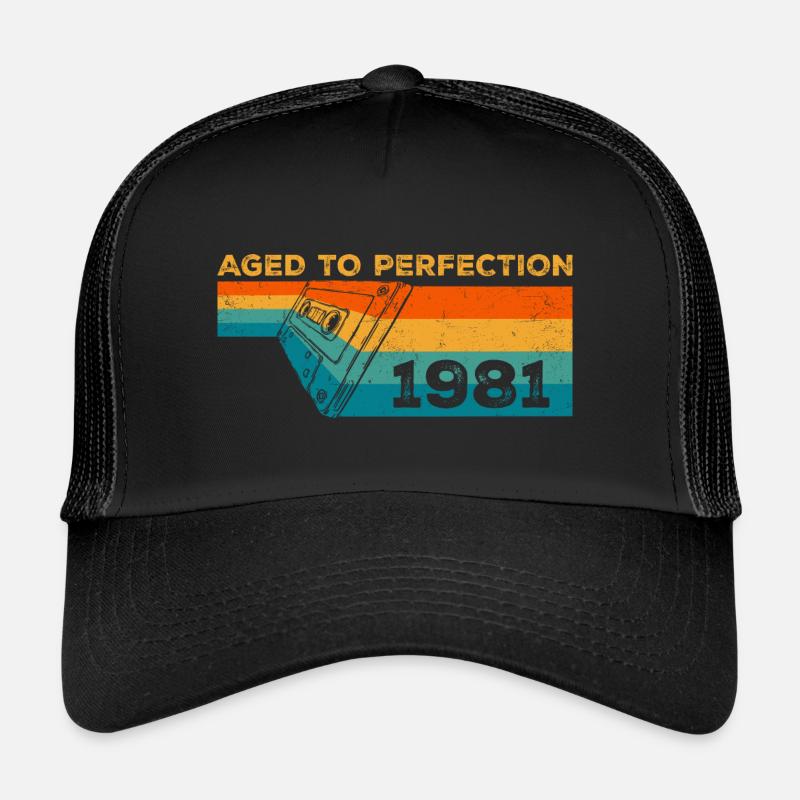 Jahrgang 1981 - Retro 1981 Geburtstagsgeschenk - Trucker Cap - Schwarz/Schwarz