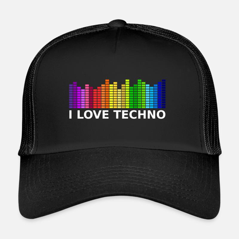 I Love Techno - Trucker Cap - Schwarz/Schwarz