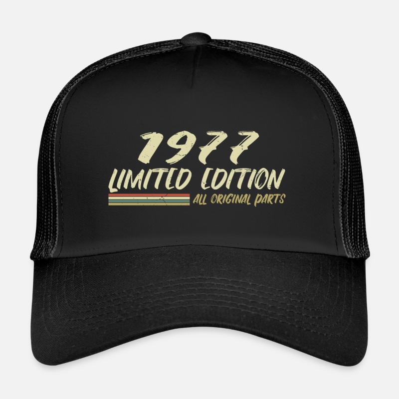 1977 Geburtstagsgeschenkidee 1977 - Trucker Cap - Schwarz/Schwarz