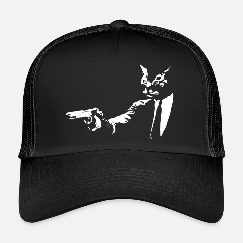 Chat grincheux avec une arme à feu Casquette trucker 