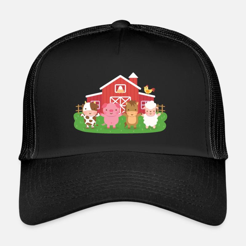 Scheune Tiere Kuh Schwein Pferd Schaf Huhn Trucker Cap