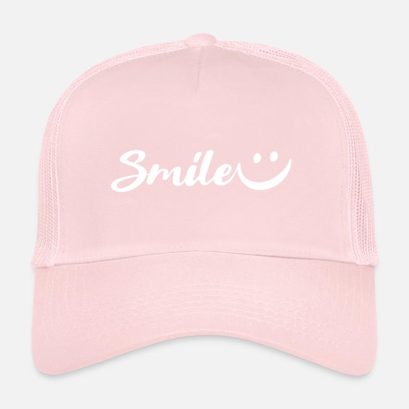 "Smile" handwriting with smiley in white Trucker Cap