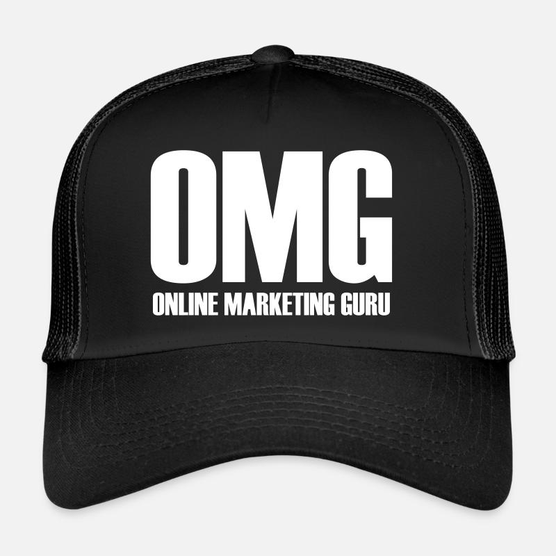 OMG Online Marketing Guru Geschenk Idee - Trucker Cap - Schwarz/Schwarz
