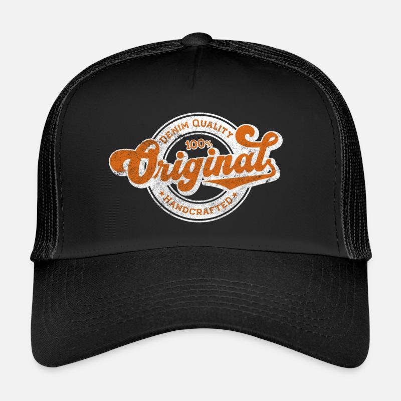 Denim original de qualité rétro vintage orange blanc Casquette trucker 