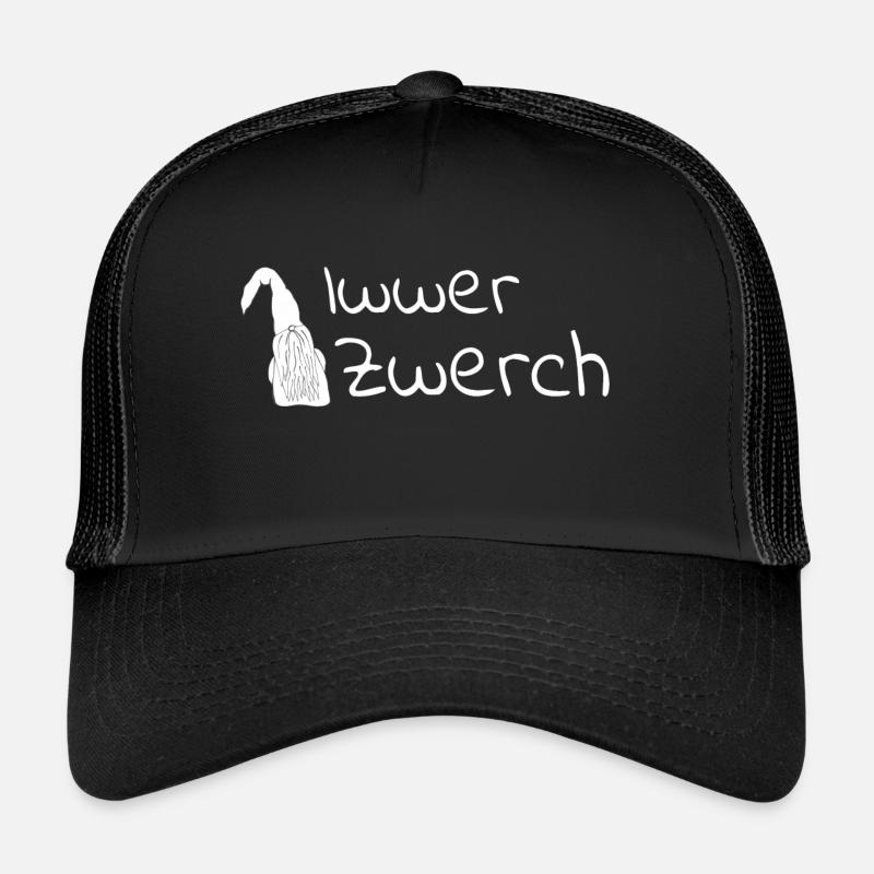 Iwwerzwerch weiss - Trucker Cap - Schwarz/Schwarz