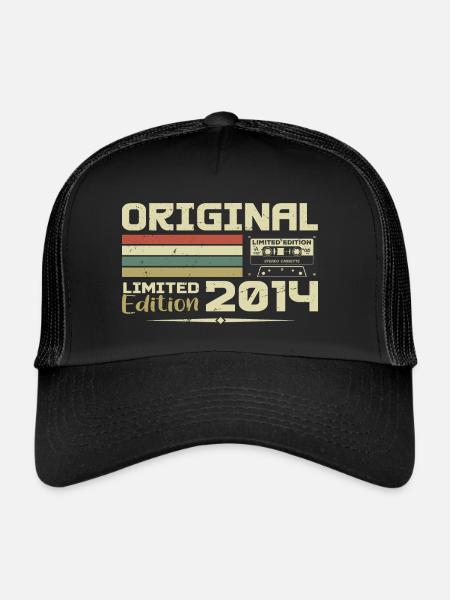Retro 2014 Birthday Gift Born in 2014 Original - Trucker Cap - black/black - Front
