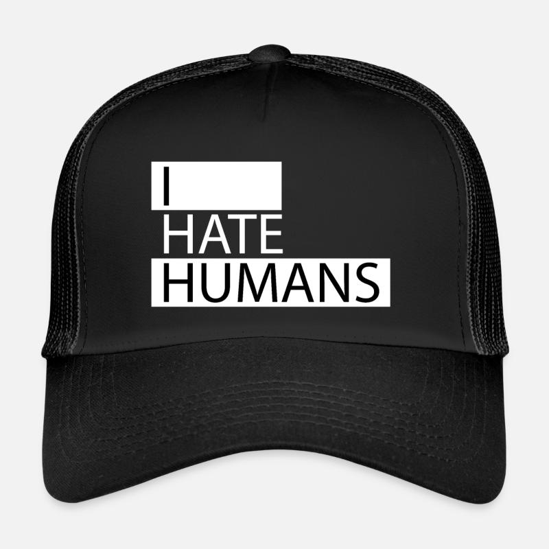 Ich hasse Menschen - Trucker Cap - Schwarz/Schwarz