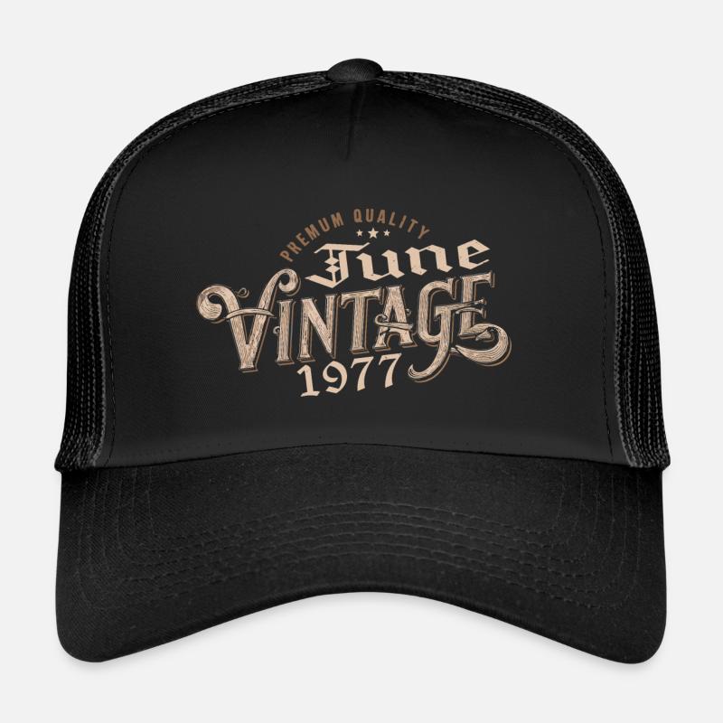 Juni 1977 Vintage Geschenk zum 47-jährigen Jubiläum 1977 - Trucker Cap - Schwarz/Schwarz