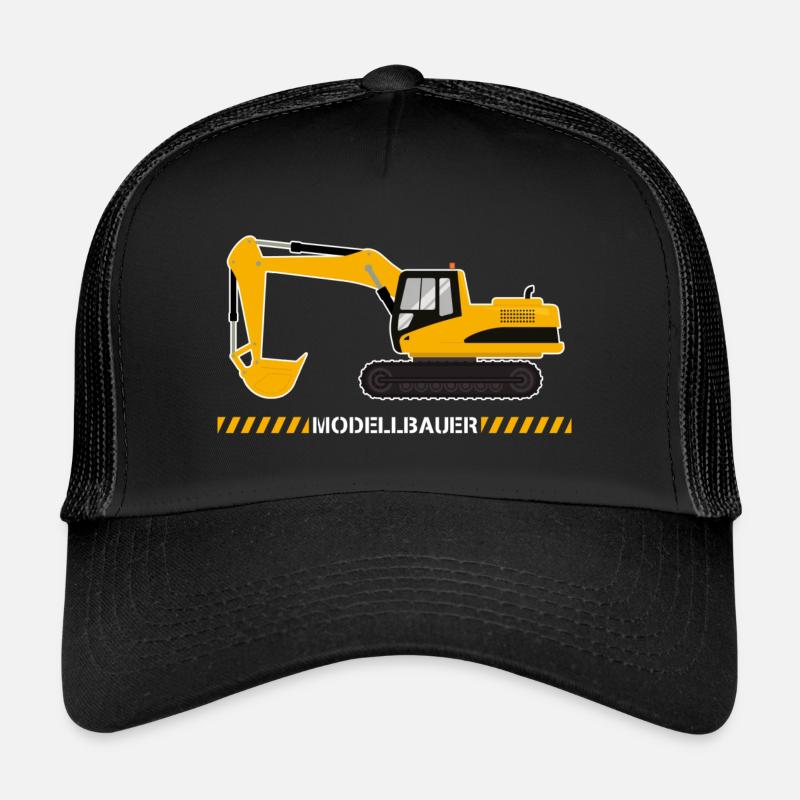Modellbauer Modellbau Baustelle Bagger Baumaschine - Trucker Cap - Schwarz/Schwarz