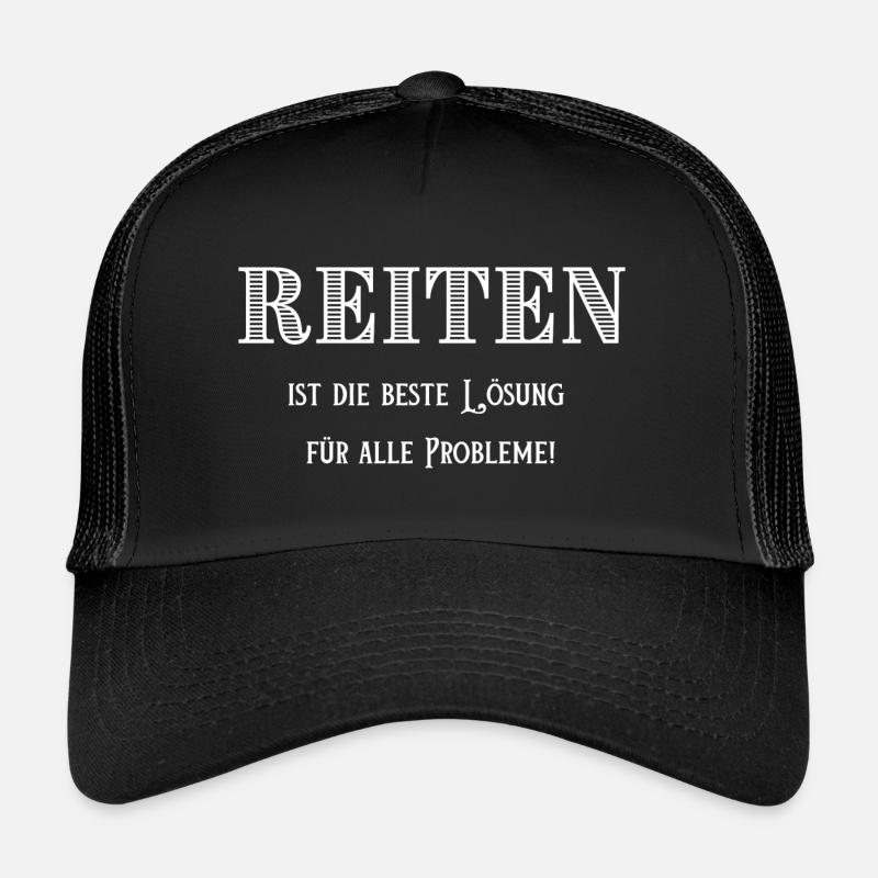 Reiten ist die beste Lösung - Trucker Cap - Schwarz/Schwarz