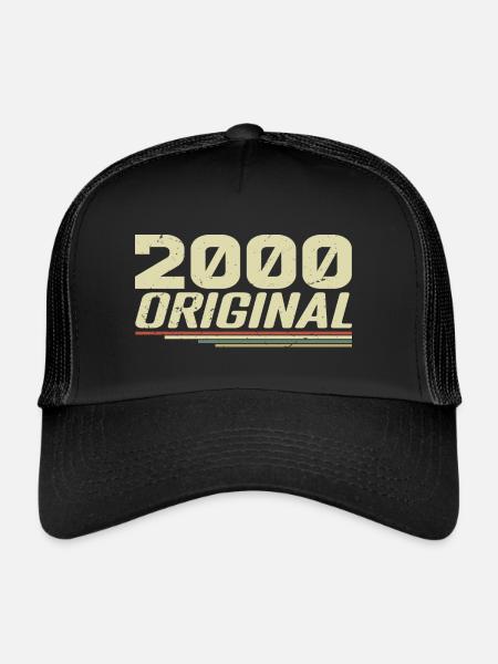 Né en 2000 Vintage 2000 Anniversaire Rétro 2000 - Casquette trucker  - noir/noir - Devant