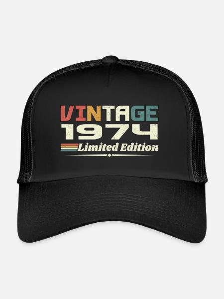 Vintage 1974 Cadeau 1974 Anniversaire 1974 Retro - Casquette trucker  - noir/noir - Devant