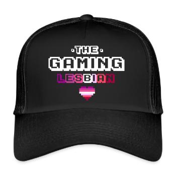 Geschenk Lesbe Gamerin lesbisch Gaming 8bit - Trucker Cap - Schwarz/Schwarz - Vorne