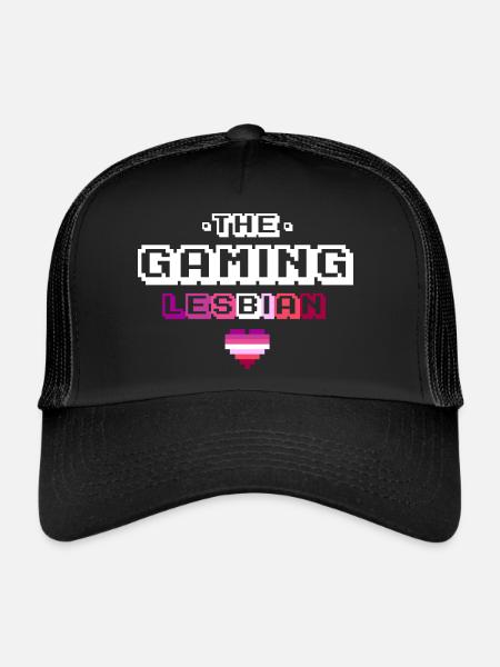 Geschenk Lesbe Gamerin lesbisch Gaming 8bit - Trucker Cap - Schwarz/Schwarz - Vorne