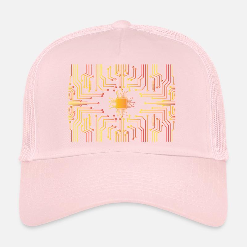 Circuit board core CPU heart pc coder geek Trucker Cap