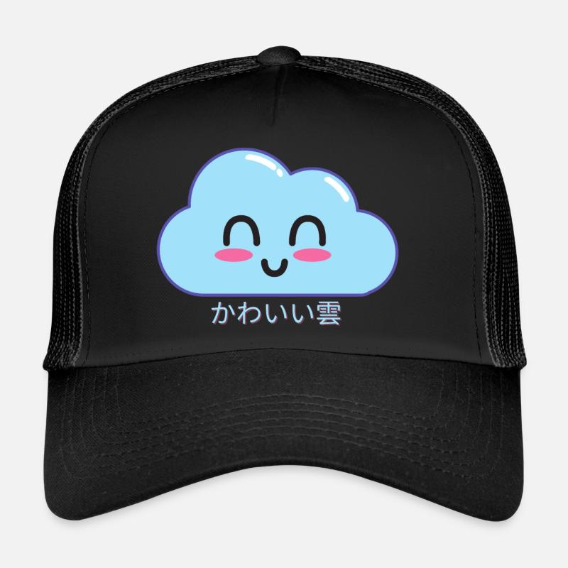 kawaii clouds - Trucker Cap - black/black