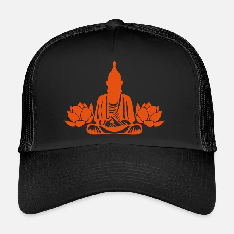 Buddha boudha lotus Blume - Trucker Cap - Schwarz/Schwarz