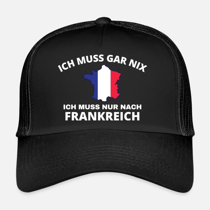 Frankreich Lustiger Spruch - Trucker Cap - Schwarz/Schwarz