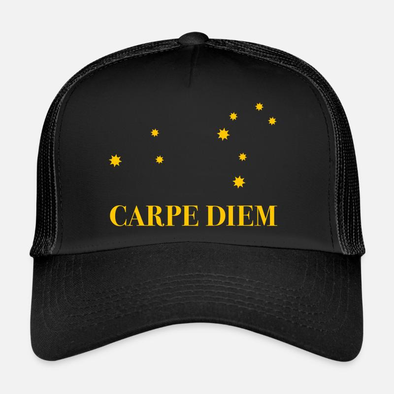 Carpe Diem nutze den Tag Sternbild Löwe Horoskop - Trucker Cap - Schwarz/Schwarz