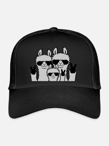 Famille Paix Lama Parents - Casquette trucker  - noir/noir - Devant