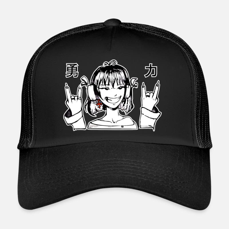 Taffes Mädchen mit Kopfhörern - Trucker Cap - Schwarz/Schwarz