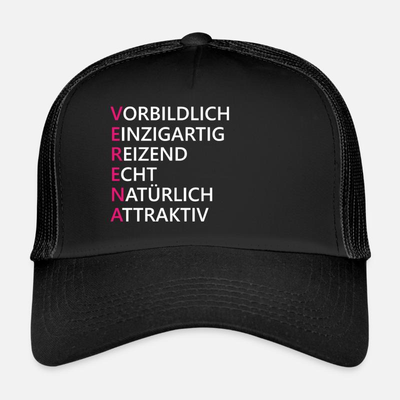 Verena Name Geschenk - Trucker Cap - Schwarz/Schwarz