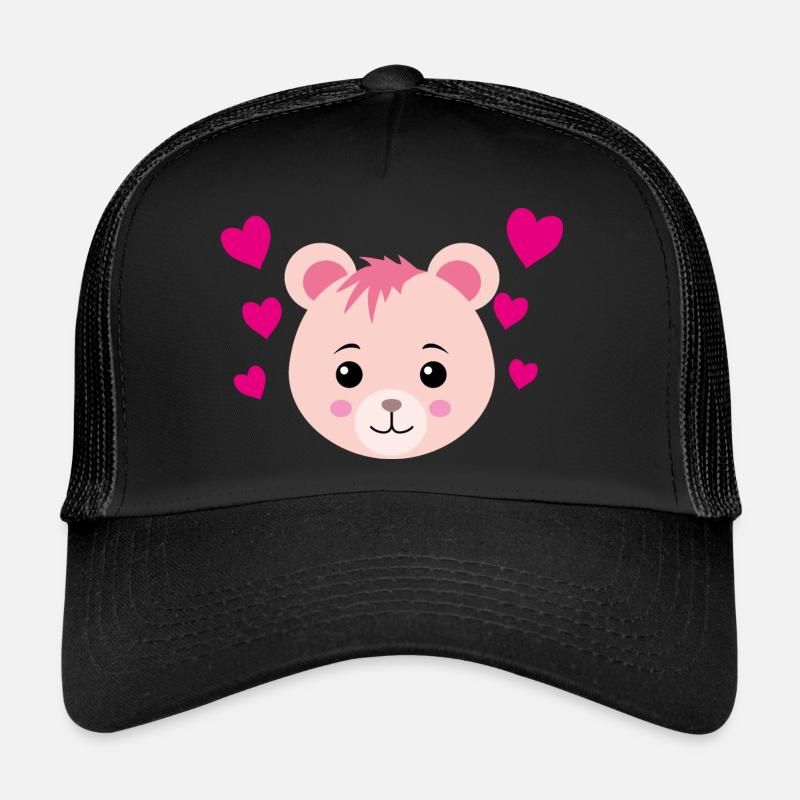 Bär Herzen - Trucker Cap - Schwarz/Schwarz
