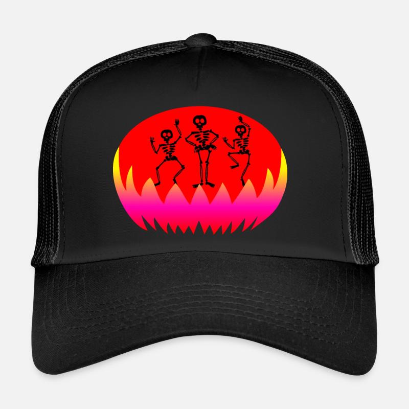 Halloween and dancing skeletons in hell Trucker Cap