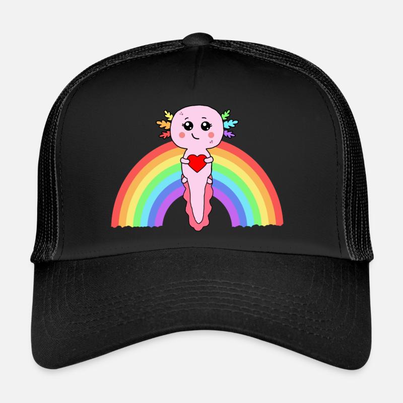 Rainbow Axolotl - Trucker Cap - black/black