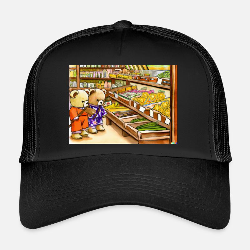Süße Teddy Bären beim einkaufen. Trucker Cap