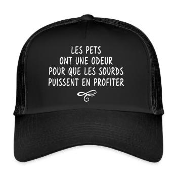 les pets ont une odeur / citation mauvaise odeur - Casquette trucker  - noir/noir - Devant