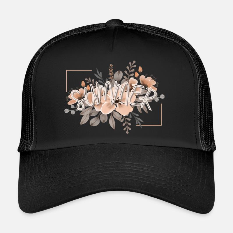 Summer Blumen - Trucker Cap - Schwarz/Schwarz