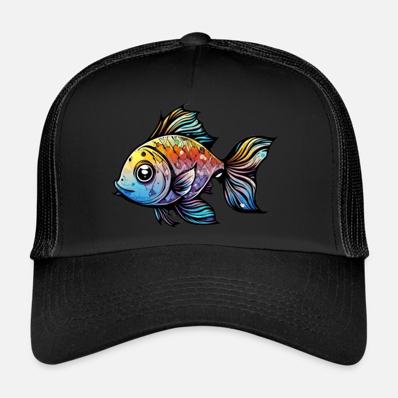 Fish Rainbow Drawing Trucker Cap