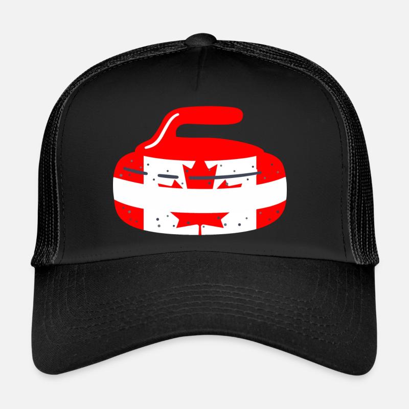 Curling Pierre de curling Canada Curler Curling drapeau canadien Curling Casquette trucker 