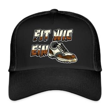 Fit wie ein Turnschuh Jung Sportlich Alter Schuh - Trucker Cap - Schwarz/Schwarz - Vorne
