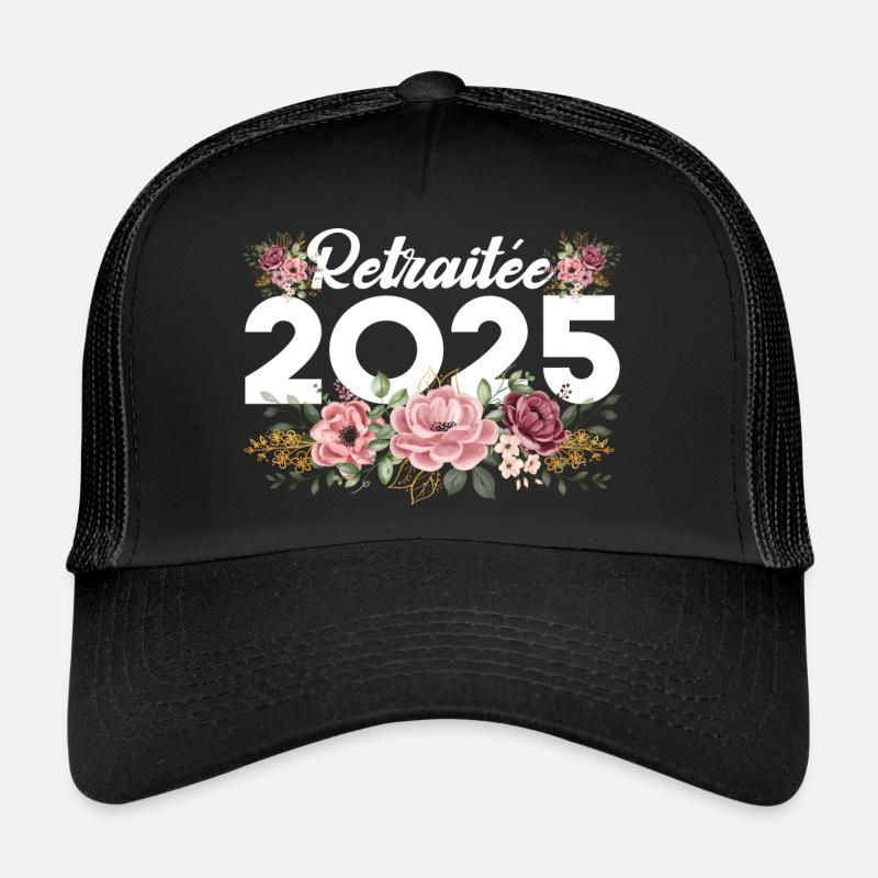 Retraitée 2025 - Casquette trucker  - noir/noir